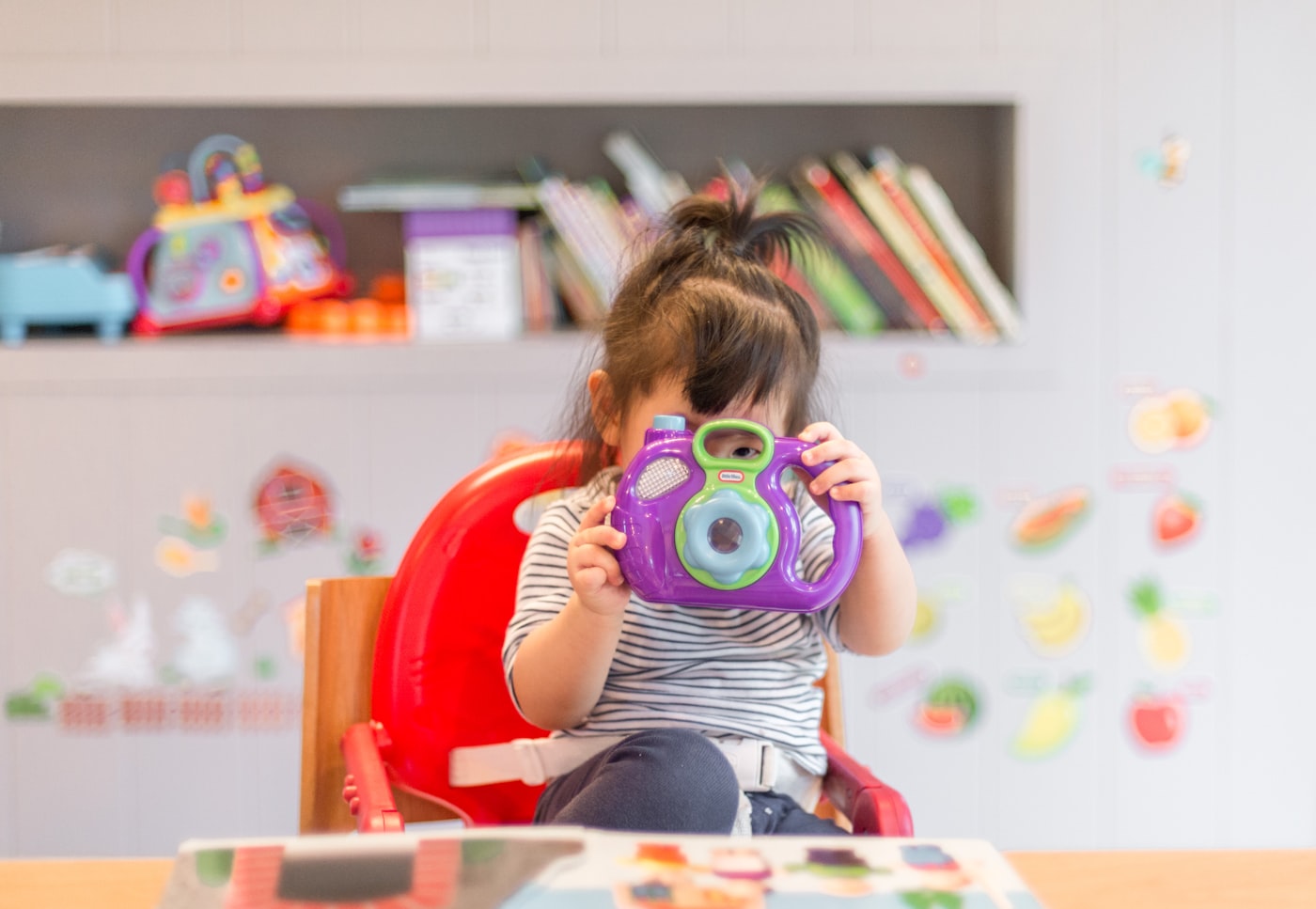 A toddler playing